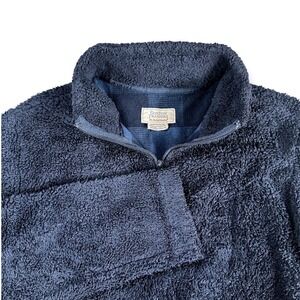 Boston Traders Mens M Sherpa Fleece Quarter Zip Pullover Night Sky Blue MBRB132